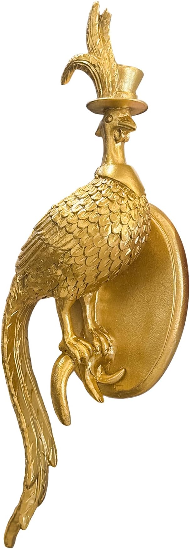 Juedawyal Gold Pheasant Wall Decor, Resin Animal Wall Sculpture, Decorative Animal Wall Art Accent for Living Room, Hallway or Staircase