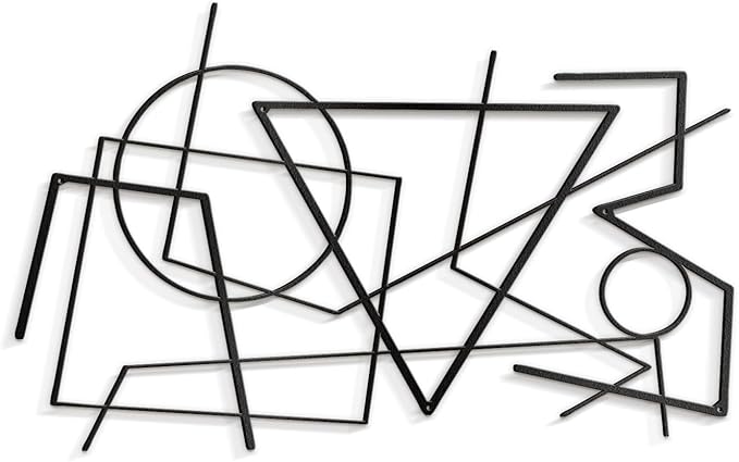 SIGNLEADER Metal Wall Decor Linear Abstract Picasso Minimalist Modern Luxury Wall Sculpture Hangings 3D Statue Home Decoration for Living Room, Bedroom, Bathroom, Kitchen, Fireplace, Office - 18" Black