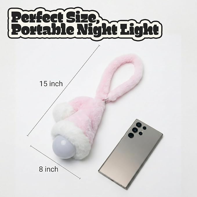 Aesthetic Plush LED Night Light, 1200mAh Rechargeable Mood Lamp, 3 Color Temperatures (Warm/Nature/Cool), 150 Lumens Dimmable Nursery Light with Remote, 1-4H Timer, Bedside Decor, Pink