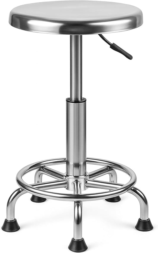 Adjustable Work Stool, Stainless Steel Office Chair, Round Stool Chair, Designed Ergonomics, Non-Slip Foot Pads