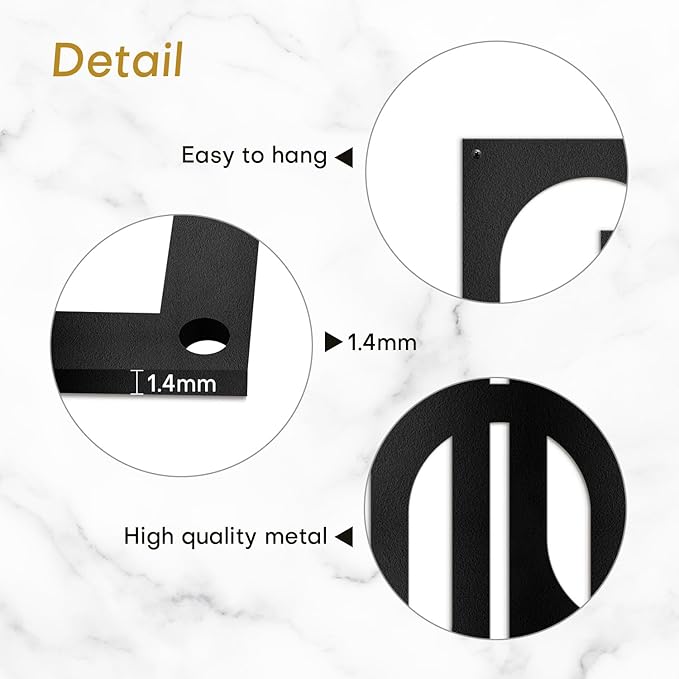 SIGNLEADER Metal Wall Decor Interlocking Abstract Geometric Minimalist Modern Luxury Wall Sculpture Hangings 3D Statue Home Decoration for Living Room, Bedroom, Bathroom, Kitchen, Fireplace, Office - 18" Black