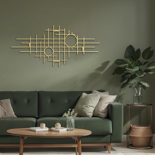 SIGNLEADER Metal Wall Decor Round Circle Abstract Minimalist Modern Luxury Wall Sculpture Hangings 3D Statue Home Decoration for Living Room, Bedroom, Bathroom, Kitchen, Fireplace, Office - 24" Gold