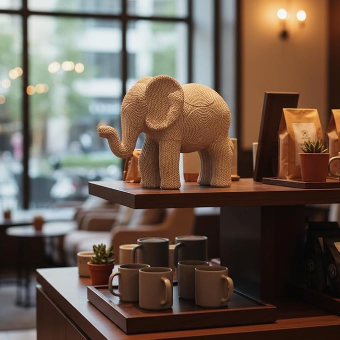 7-inch Resin Elephant Statue - Small Lucky Elephant Decor for Table & Living Room, Pair of Elephant Sculptures Home Decoration