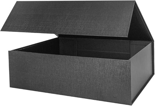 Upgrade 5PCS BLACK Hard Extra Large Gift Box with Lid,16.5 x13 x5.3 Inches, Magnetic Gift Boxes for Clothes Robe Wedding Dress Sweater and Gifts,Reusable Foldable Bridesmaid Proposal Box