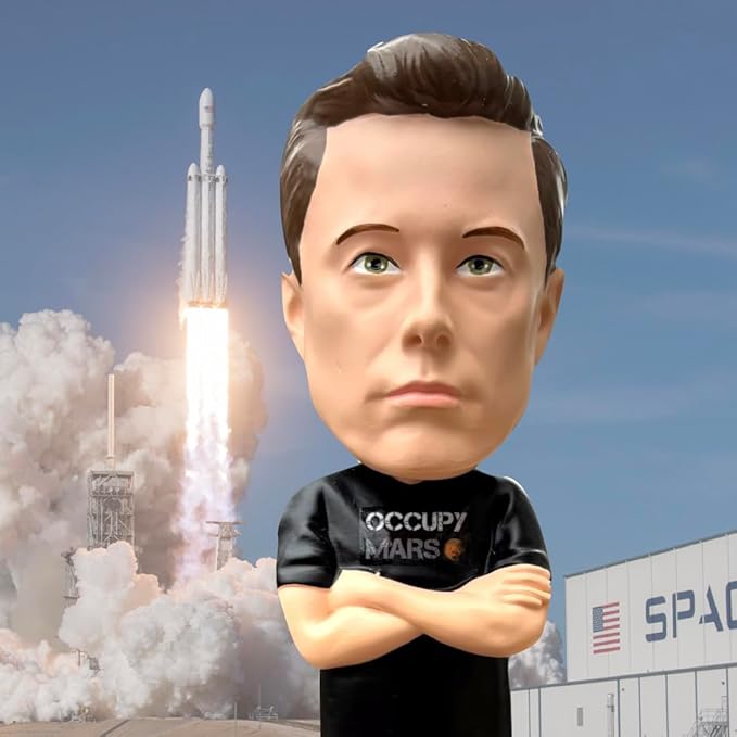 Elon Musk Bobblehead, Entrepreneur and American Patriot, Trump Doge, Premium Polyresin Collectible Statue, 8 Inches Tall, World Leaders Series, Patriots