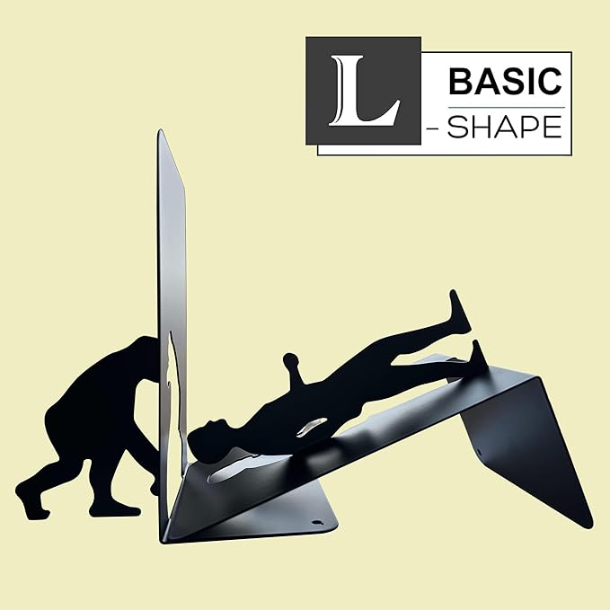 2 Pairs of Non-Skid Book Holders,Unique Appearance Book Ends for Shelves, Metal Bookends for Heavy Books/CDs,Decorative Bookend Supports, Book Stoppers