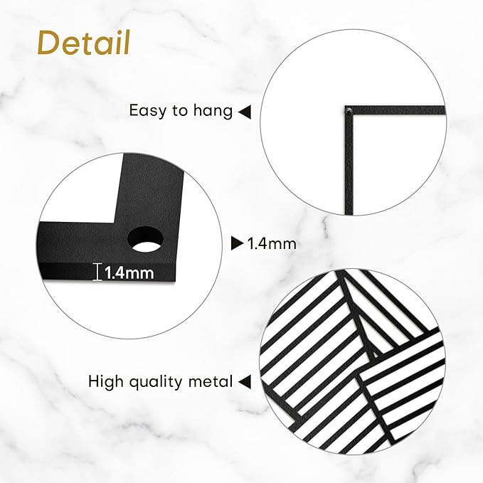 SIGNLEADER Metal Wall Decor Mountains Triangle Line Minimalist Modern Luxury Wall Sculpture Hangings 3D Statue Home Decoration for Living Room, Bedroom, Bathroom, Kitchen, Fireplace, Office - 24" Black