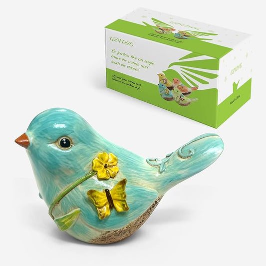 Blue Resin Bird Sculpture Home Decor, 4.3 Inch Cute Statues Decorative Objects for Room, Bedroom, Living Room,Office Desk, Book Shelf,Coffee Table,Entryway, Gifts for Bird Lovers