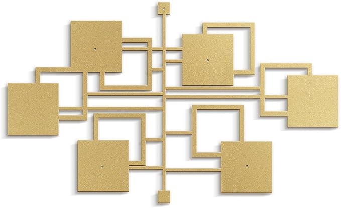 SIGNLEADER Metal Wall Decor Rectangles Geometric Minimalist Modern Luxury Wall Sculpture Hangings 3D Statue Home Decoration for Living Room, Bedroom, Bathroom, Kitchen, Fireplace, Office - 18" Gold