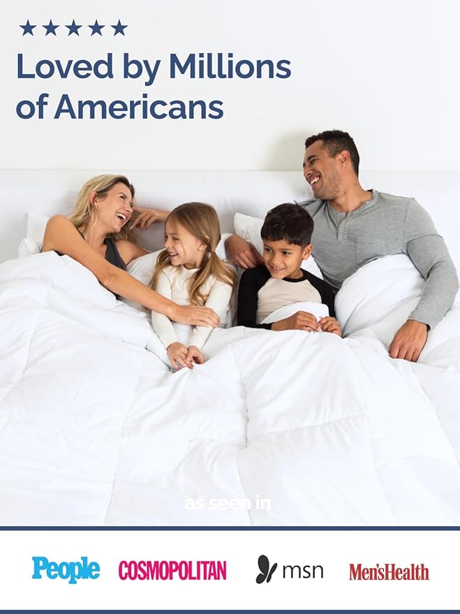 Cal King Size, White Alternative Down Comforter - Warm, Lightweight, Luxury and Breathable Hotel Quality Bedding Set - All Season Fluffy and Cozy Oversized Cooling Microfiber Duvet Insert Comforter