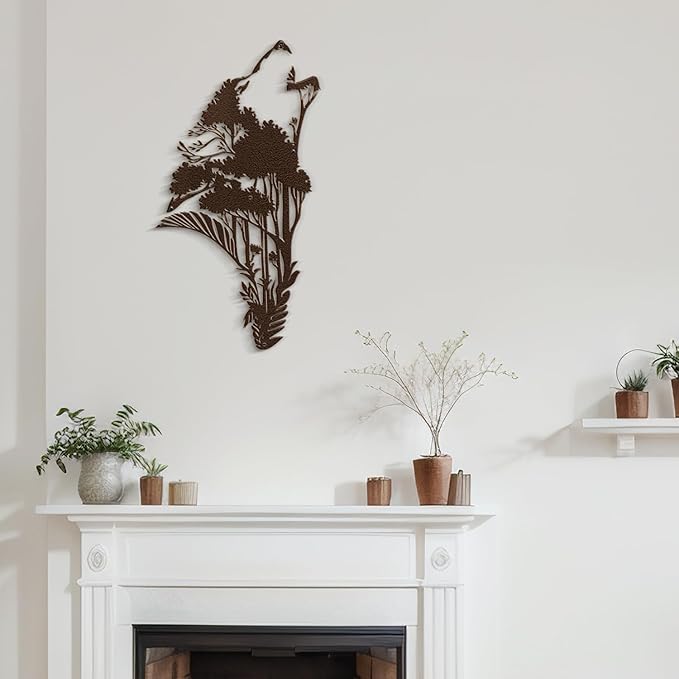 SIGNLEADER Metal Wall Art Decor Plant Leaf Minimalist Modern Abstract Wall Sculpture Hangings Home Decoration for Living Room, Bedroom, Bathroom, Kitchen, Outdoor - 18" Bronze