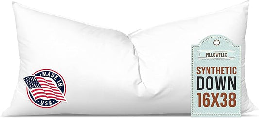 Pillowflex Synthetic Down Pillow Insert - 16x38 Down Alternative Pillow, Ultra Soft, Large Rectangle Body Sleeping Pillow, Kilim, Long, Back - 1 Decorative Pillow Form