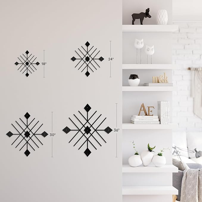 SIGNLEADER Metal Wall Decor Folk Symbol Mystery Minimalist Modern Luxury Wall Sculpture Hangings 3D Statue Home Decoration for Living Room, Bedroom, Bathroom, Kitchen, Fireplace, Office - 24" Black