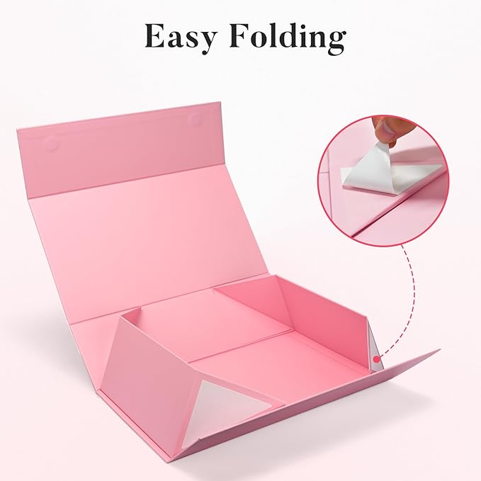 LIFELUM Pink Gift Box 13.85'' x 8.35'' x 4.45'' Gift for Valentines Large Gifts Boxes for Presents Birthday Magnetic Box for Gifts with Luxury Filler,Card, Ribbon,Sticker 1 Pack