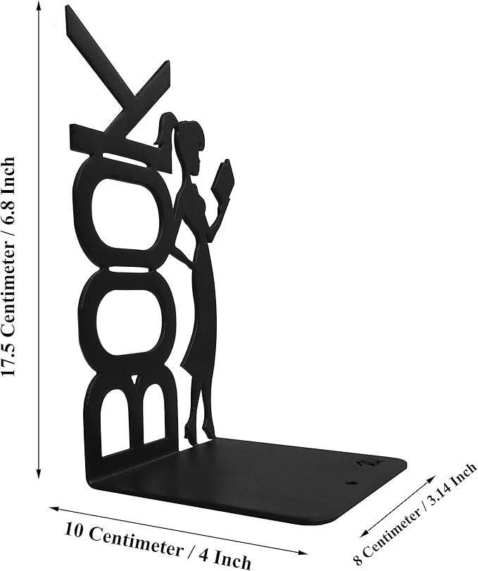 Book Metal Bookends,Decorative Bookends, Non Skid Book Ends, Book Stopper for Home/Office Decor/Shelves, Office Bookends, Library bookends, (7 Inch Tall)