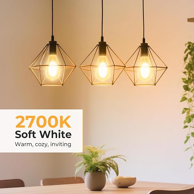 GvvooHome Dimmable E26 Edison Bulbs 2700K Warm White, 6W Equivalent to 60 watt E26 LED Bulb, ST58 Vintage Light Bulbs, 600LM, 90+ CRI, E26 Base, Clear Glass, 18 Pack