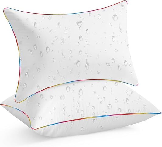LEBO 12 x 20 Outdoor Waterproof Pillow Inserts - TPU Coated, Soft Fluffy Down Alternative Lumbar Pillows for Patio Couch Sofa - White, Pack of 2