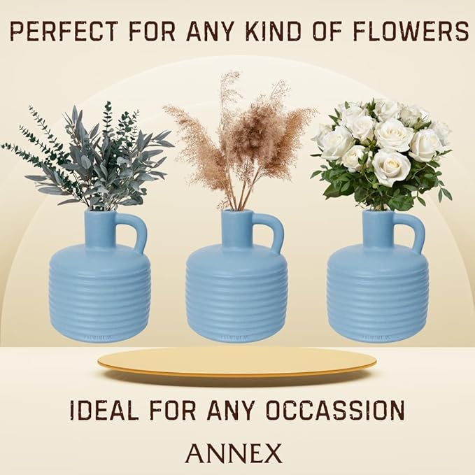 Annex Large Ceramic Handmade Bud Vase, Perfect for Pampas Grass, Book Vase for Flowers, Boho Room Decor for Home, Table, Shelf, Floor, Centerpiece or Book Display