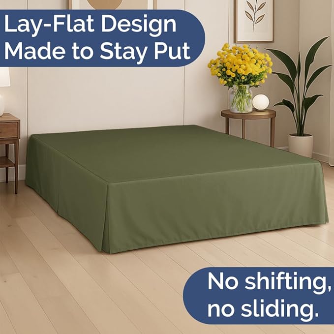Pleated Bed Skirt Full Size - 3 Sided Pleated Bed Skirt Full - Ultra-Soft, Easy Fit with 15 Inch Tailored Drop - Hotel Quality, Wrinkle & Fade Resistant - for Women, Men, Kids and Teens - Sage Green