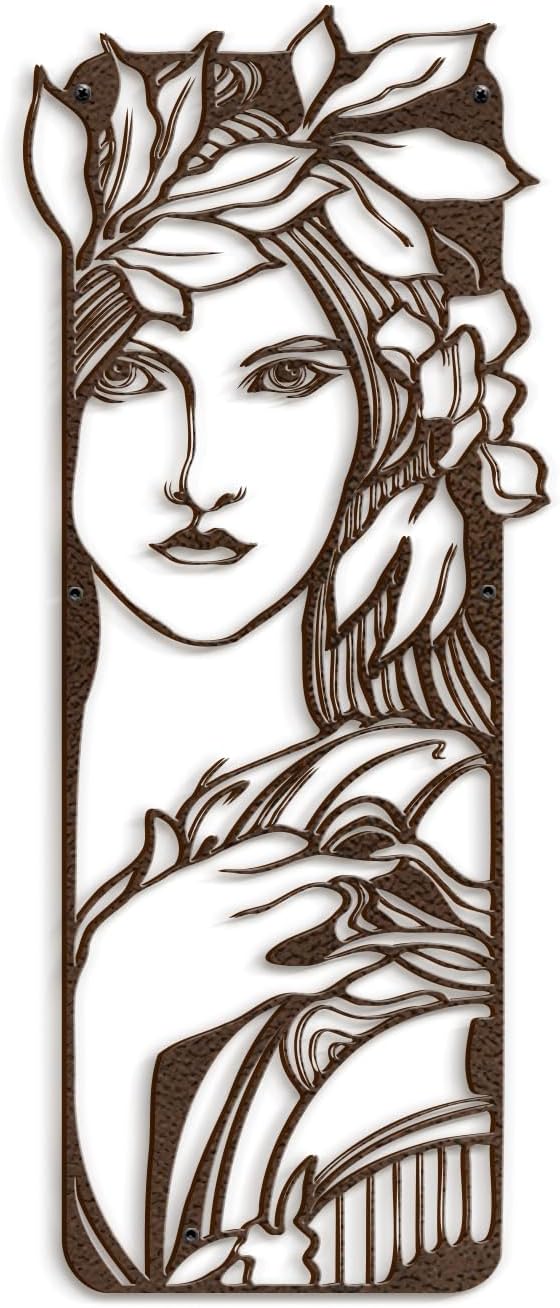 SIGNLEADER Metal Wall Art Decor Women and Flower Modern Abstract Wall Sculpture Hangings Home Decoration for Living Room, Bedroom, Bathroom, Kitchen, Outdoor - 18" Bronze