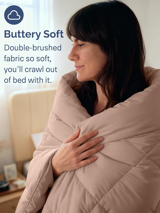 King Size Mauve Alternative Down Comforter - Warm Lightweight Luxury Breathable Hotel Quality Bedding Set - All Season Fluffy Cozy Oversized Comforter