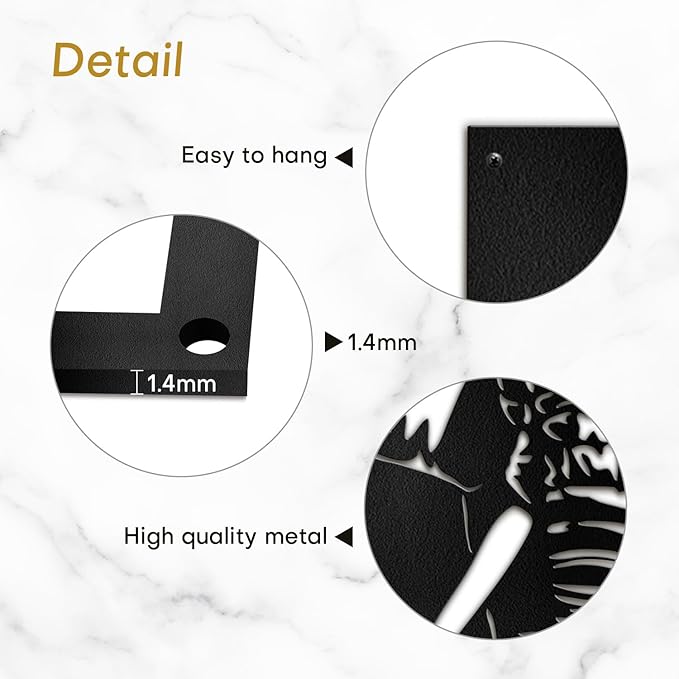 SIGNLEADER Metal Wall Art Decor Elephant Minimalist Modern Abstract Wall Sculpture Hangings Home Decoration for Living Room, Bedroom, Bathroom, Kitchen, Outdoor - 18" Black