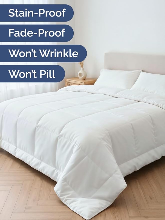 King Size, White Alternative Down Comforter - Warm and Lightweight - Luxury and Breathable Hotel Quality Bedding Set - All Season Fluffy and Cozy Oversized Cooling Microfiber Duvet Insert Comforter