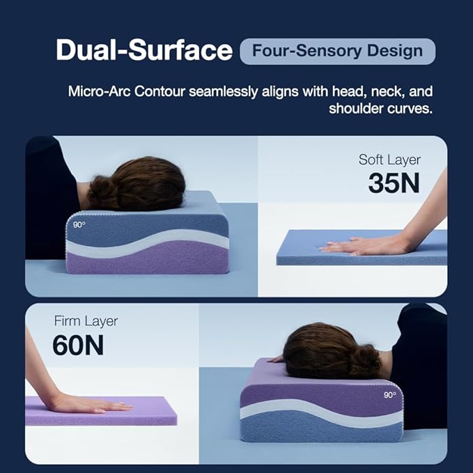 Huhu Sleep Firm Pro Cube Pillow for Side Sleeper, Cooling Memory Foam Pillows with Two Side Four Types of Softness for Neck and Shoulder Pain, King or Queen 24"x12"x6"