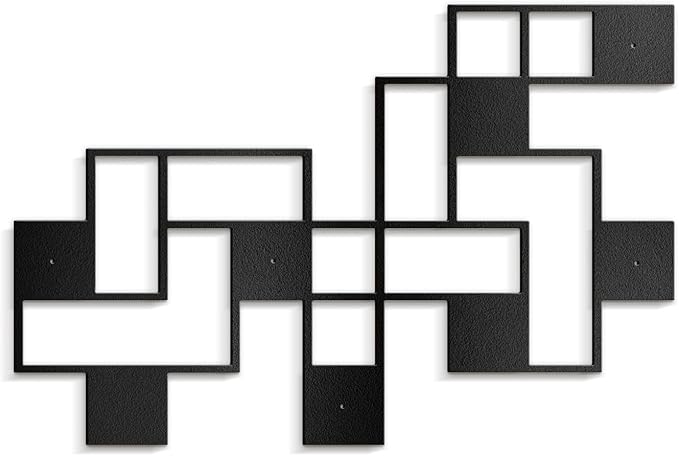 SIGNLEADER Metal Wall Decor Grids Geometric Minimalist Modern Luxury Wall Sculpture Hangings 3D Statue Home Decoration for Living Room, Bedroom, Bathroom, Kitchen, Fireplace, Office - 24" Black