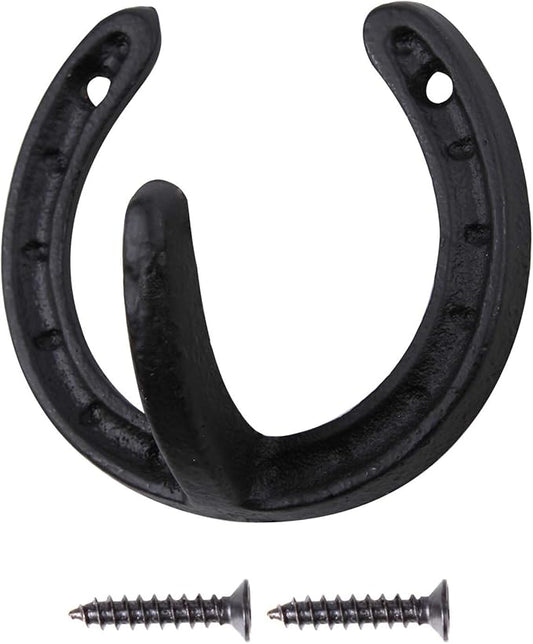 ICObuty Coat Hook Hat Horse Hook Vintage Wrought Iron Wall Mounted Screws Included Wall Hook (Horseshoe)