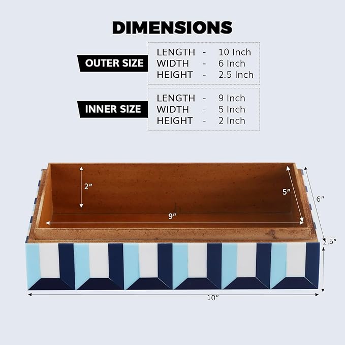 Handicrafts Home Decorative Storage Box 10x6 – Remote Organizer Box with Lid, Modern Decorative Keepsake Box, Boho Shelf Décor, Memory Box for Photos or Letters, Decorative Box for Table Décor