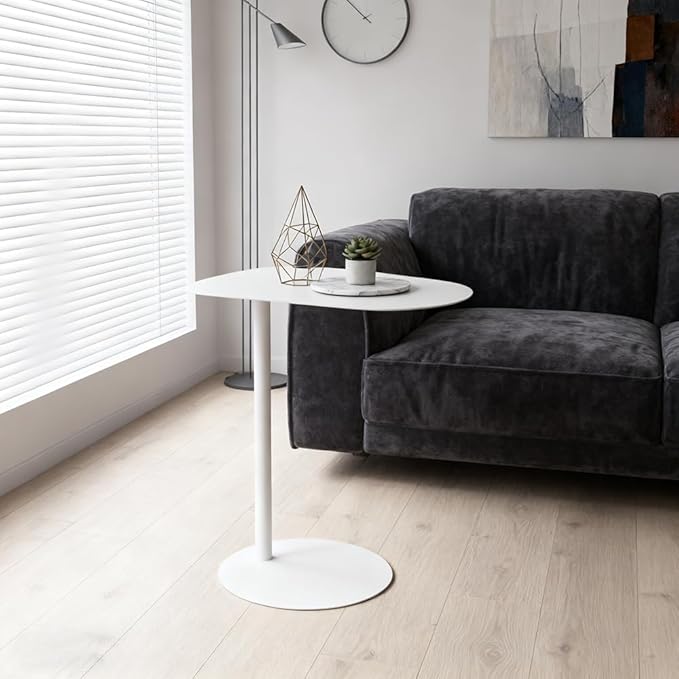 C Shaped Side Table End Coffee Tables, Aesthetics Minimalist Accent Tables, Multifunction Oval Metal Side Tables for Living Room Bedroom Sofa Balcony Couch Patio Yard Garden Indoor & Outdoor