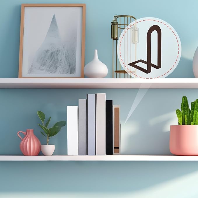 Chunful 6 Pcs Modern Metal Book Ends for Shelves Decorative Small Bookends Book Shelf Organizer Minimalist Design Stopper to Hold Books for Home Office (5.5 * 3.75 * 2.25inch,Bronze)