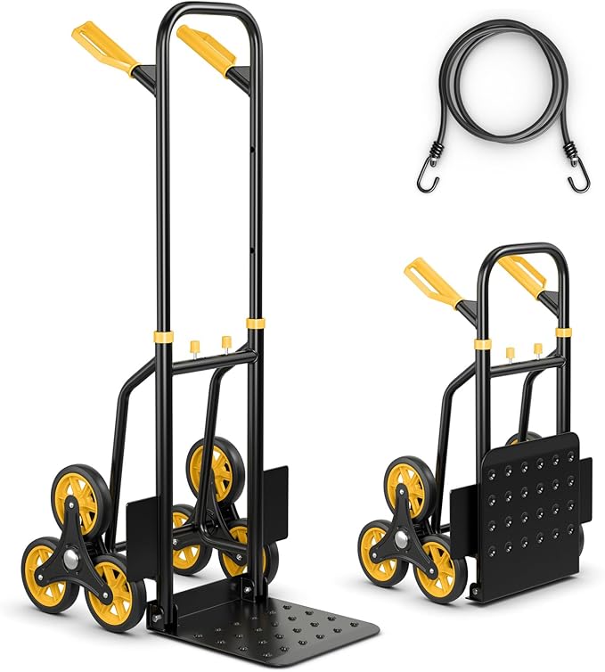 S AFSTAR Stair Climbing Cart, Heavy-Duty 350 lbs Capacity Stair Dolly for Stairs, Folding Trolley Cart with Telescoping Handle & Rubber Wheels, Portable Stair Climber Cart for Groceries Warehouse