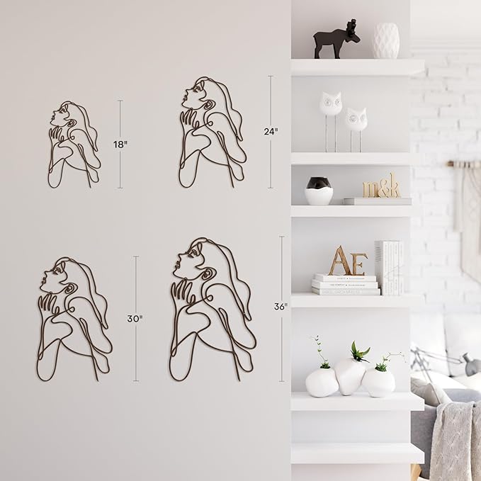 SIGNLEADER Metal Wall Art Decor Body Line Woman Body Drawing Line Modern Abstract Wall Sculpture Hangings Home Decoration for Living Room, Bedroom, Bathroom, Kitchen, Outdoor - 18" Bronze