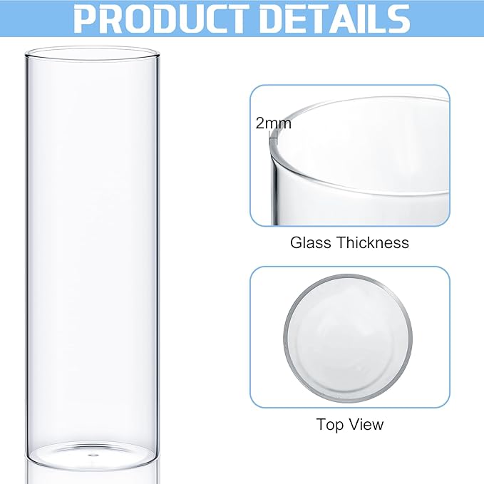 6 Pcs Cylinder Vases Set for Centerpieces, 6/8/10 Inch Tall Clear Glass Vase, Hurricane Floating Candle Holder for Wedding Table Decor, 2.5''/2.7''/3.3''' Diameter (3.3'' X 5.9'',7.9'',9.8'')