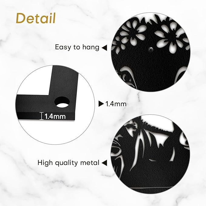 SIGNLEADER Metal Wall Art Decor Cute Cow and Horse Minimalist Modern Abstract Wall Sculpture Hangings Home Decoration for Living Room, Bedroom, Bathroom, Kitchen, Outdoor - 18" Black