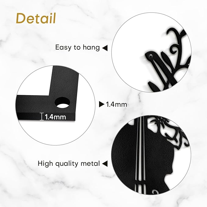 SIGNLEADER Metal Wall Art Decor Black Guitar Modern Abstract Wall Sculpture Hangings Home Decoration for Living Room, Bedroom, Bathroom, Kitchen, Outdoor - 18" Black