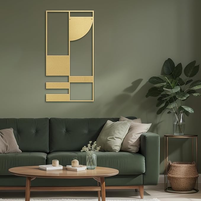 SIGNLEADER Metal Wall Decor Picasso Geometric Minimalist Modern Luxury Wall Sculpture Hangings 3D Statue Home Decoration for Living Room, Bedroom, Bathroom, Kitchen, Fireplace, Office - 18" Gold