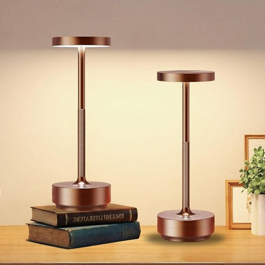2 Pack Cordless Table Lamp Rechargeable - Waterproof, Touch 3-Color Lighting Portable LED Table Light for Outdoor,Patio,Restaurant.(2 Pack Coffee)