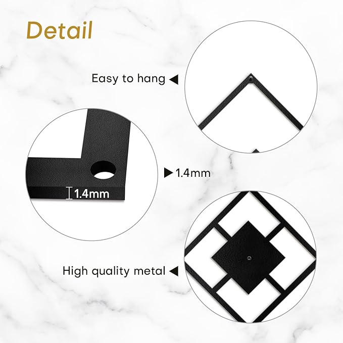 SIGNLEADER Metal Wall Decor Folk Symbol Minimalist Modern Luxury Wall Sculpture Hangings 3D Statue Home Decoration for Living Room, Bedroom, Bathroom, Kitchen, Fireplace, Office - 18" Black
