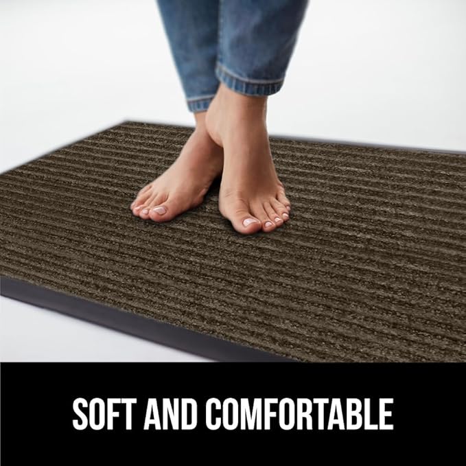 GORILLA GRIP Waterproof Traffic Guard Door Mat, 47x35, Heavy Duty Entryway Mats, Strong Backing Commercial Utility Rugs for Office Hallway, Garage Floor and Home, Low Profile Carpet Runner, Brown