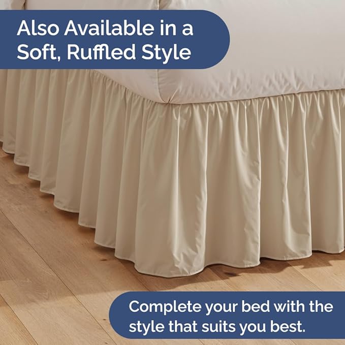 Pleated Bed Skirt Full Size - 3 Sided Pleated Bed Skirt Full - Ultra-Soft, Easy Fit with 18 Inch Tailored Drop - Hotel Quality, Wrinkle Free & Fade Resistant - for Women, Men, Kids & Teens - Cream