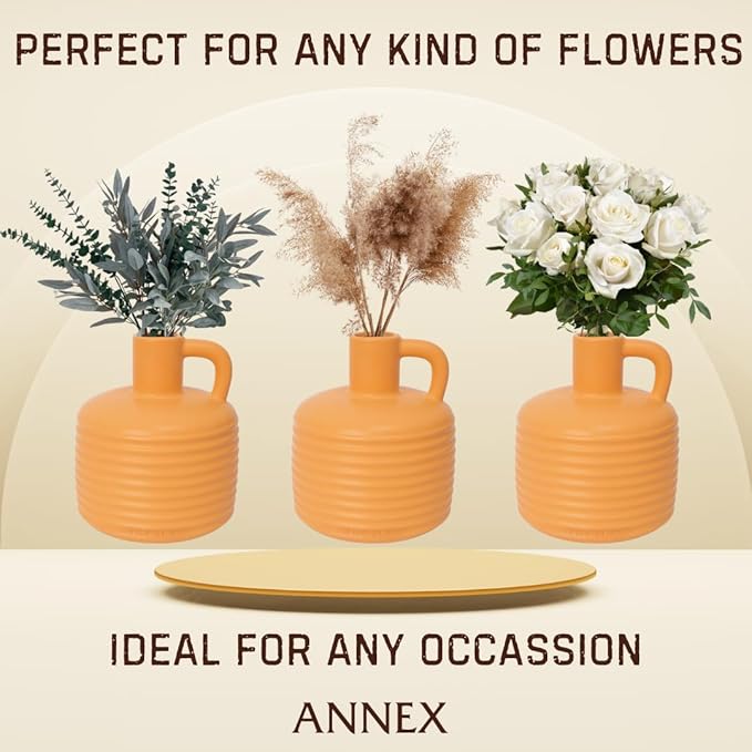 Annex Large Ceramic Handmade Bud Vase, Perfect for Pampas Grass, Book Vase for Flowers, Boho Room Decor for Home, Table, Shelf, Floor, Centerpiece or Book Display