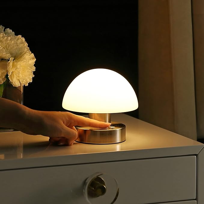 JONATHAN Y JYL7113B Zoe 5.75" Modern Minimalist Iron Rechargeable Integrated LED Table Lamp Contemporary Bedside Desk Nightstand Lamp for Bedroom Living Room Office, Nickel/White