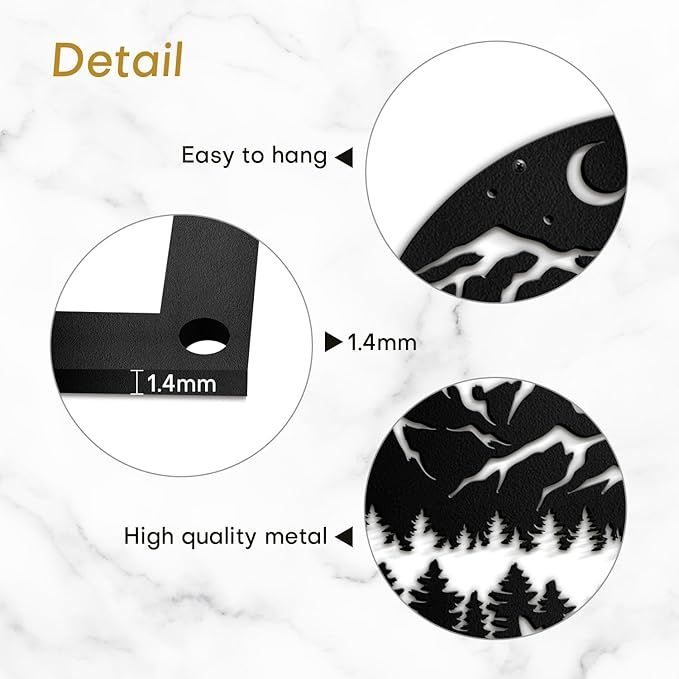 SIGNLEADER Metal Wall Art Decor Bear, Pine Minimalist Modern Abstract Wall Sculpture Hangings Home Decoration for Living Room, Bedroom, Bathroom, Kitchen, Outdoor - 18" Black