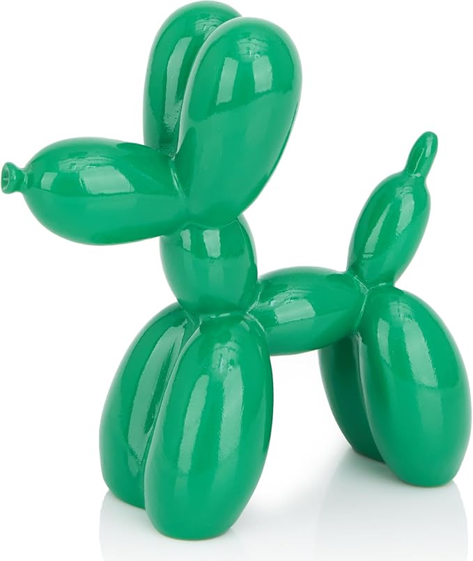 Vibrant Green Balloon Dog Statue Decor, 4 inch Small Knick Knacks Balloon Animal for Shelf Decor
