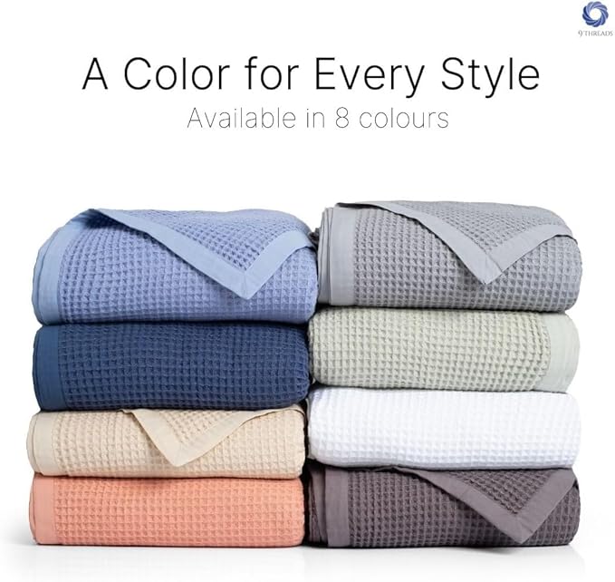 9Threads 100% Long Staple Cotton Waffle Multipurpose Blanket | Soft & Breathable, Lightweight All-Season Throw for Bed/Couch/Sofa | Machine Washable | (Waffle-Coffee, Twin)