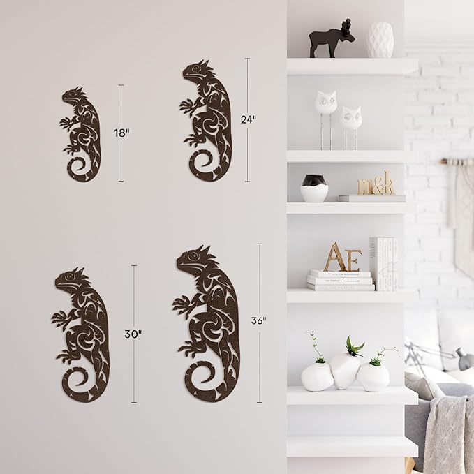 SIGNLEADER Metal Wall Art Decor Lizard Minimalist Modern Abstract Wall Sculpture Hangings Home Decoration for Living Room, Bedroom, Bathroom, Kitchen, Outdoor - 18" Bronze