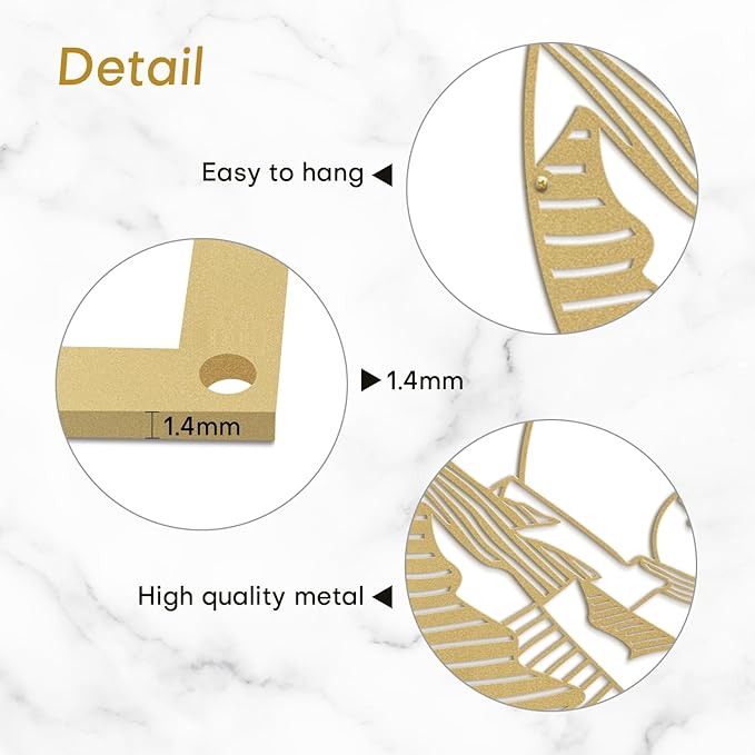 SIGNLEADER Metal Wall Art Decor Moon Landscape Minimalist Modern Abstract Wall Sculpture Hangings Home Decoration for Living Room, Bedroom, Bathroom, Kitchen, Outdoor - 18" Gold